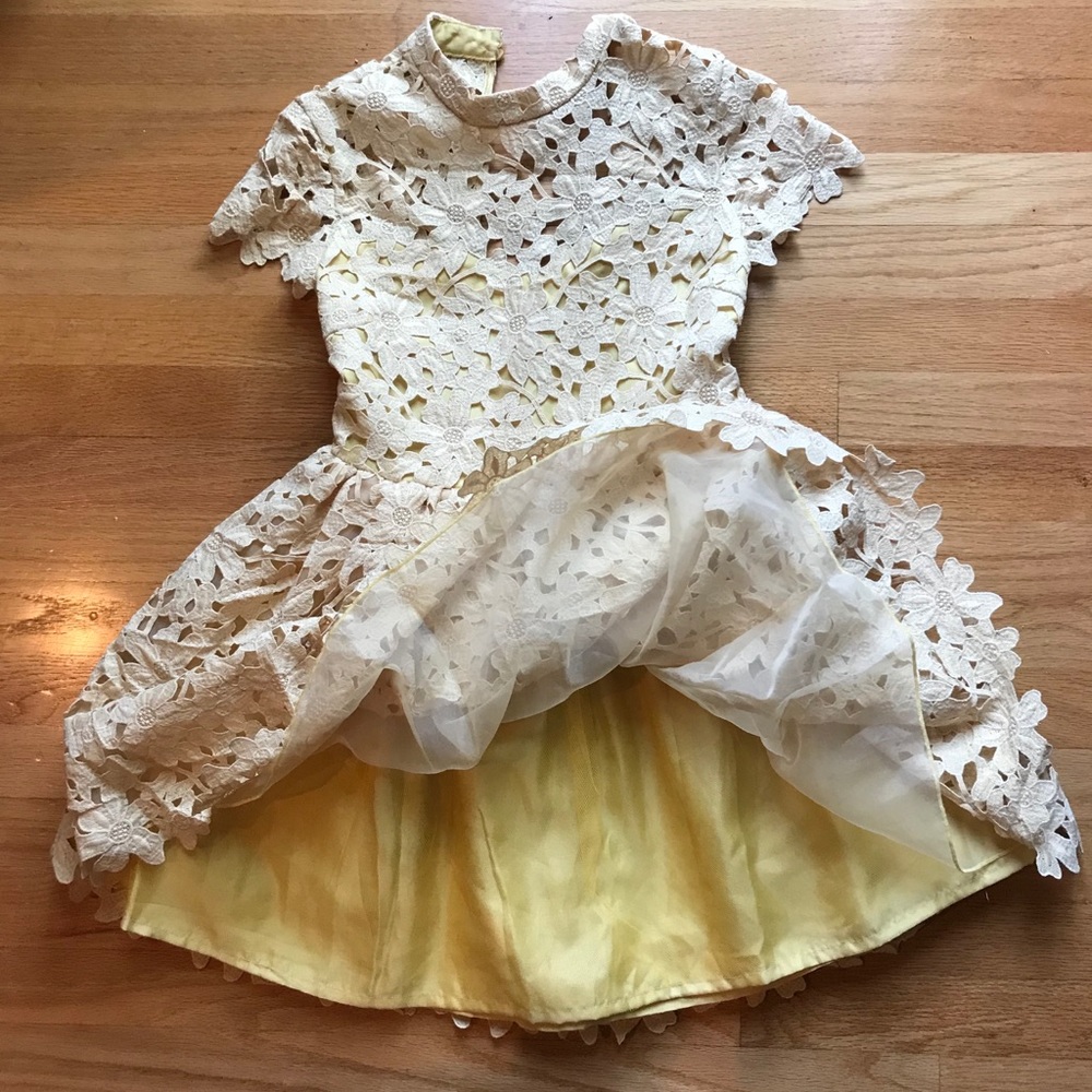 Vintage Short Yellow Mockneck Mini Dress Size 0